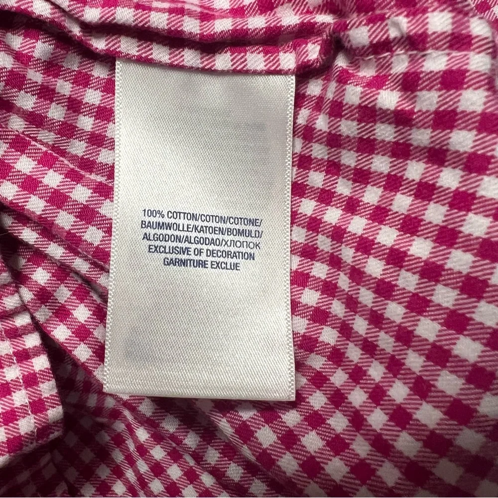 Ralph Lauren 12 Months Pink White Gingham‎ Plaid Dress Long Sleeves Roll Tab